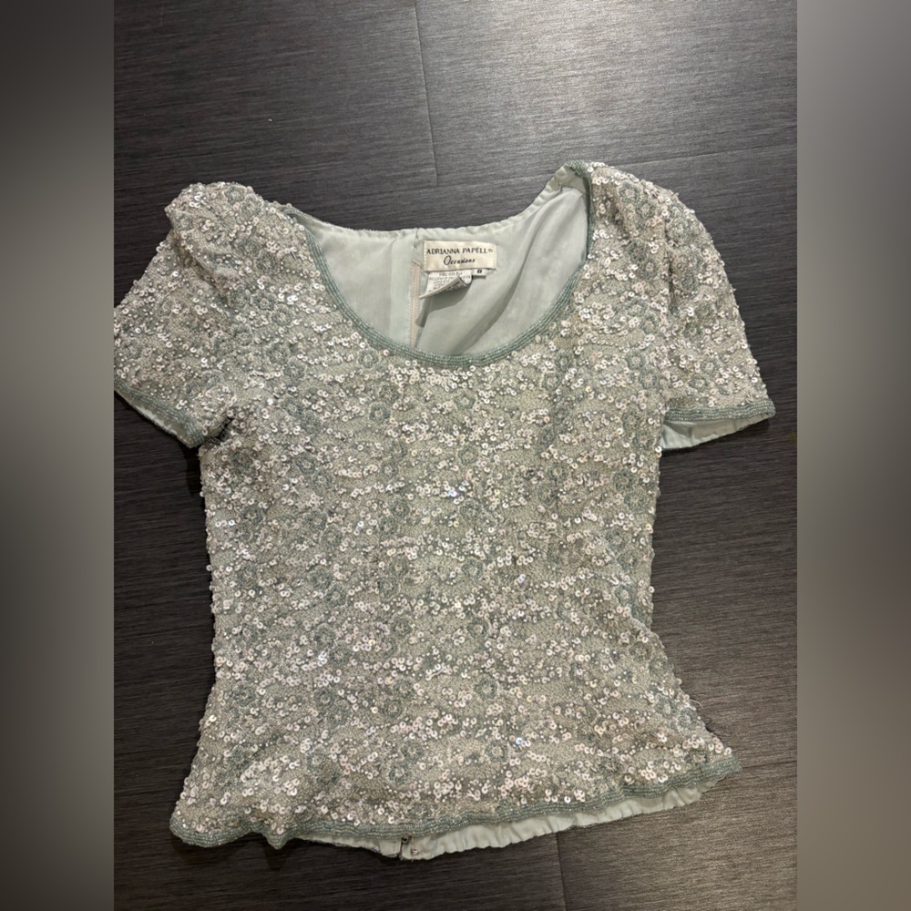 Adrianna Papell Occasions beaded zip up top